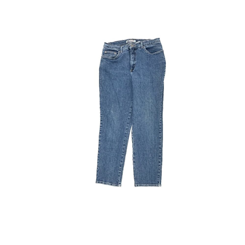 Faded Glory Straight Leg Women's size 14P Medium Wash Blue Denim Jeans